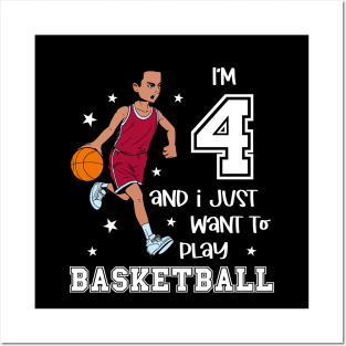 Boy plays basketball - I am 4 Posters and Art